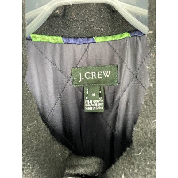 J.Crew Short Trench Over Coat Mens Medium Wool Blend Single Breast Black - Picture 8 of 12